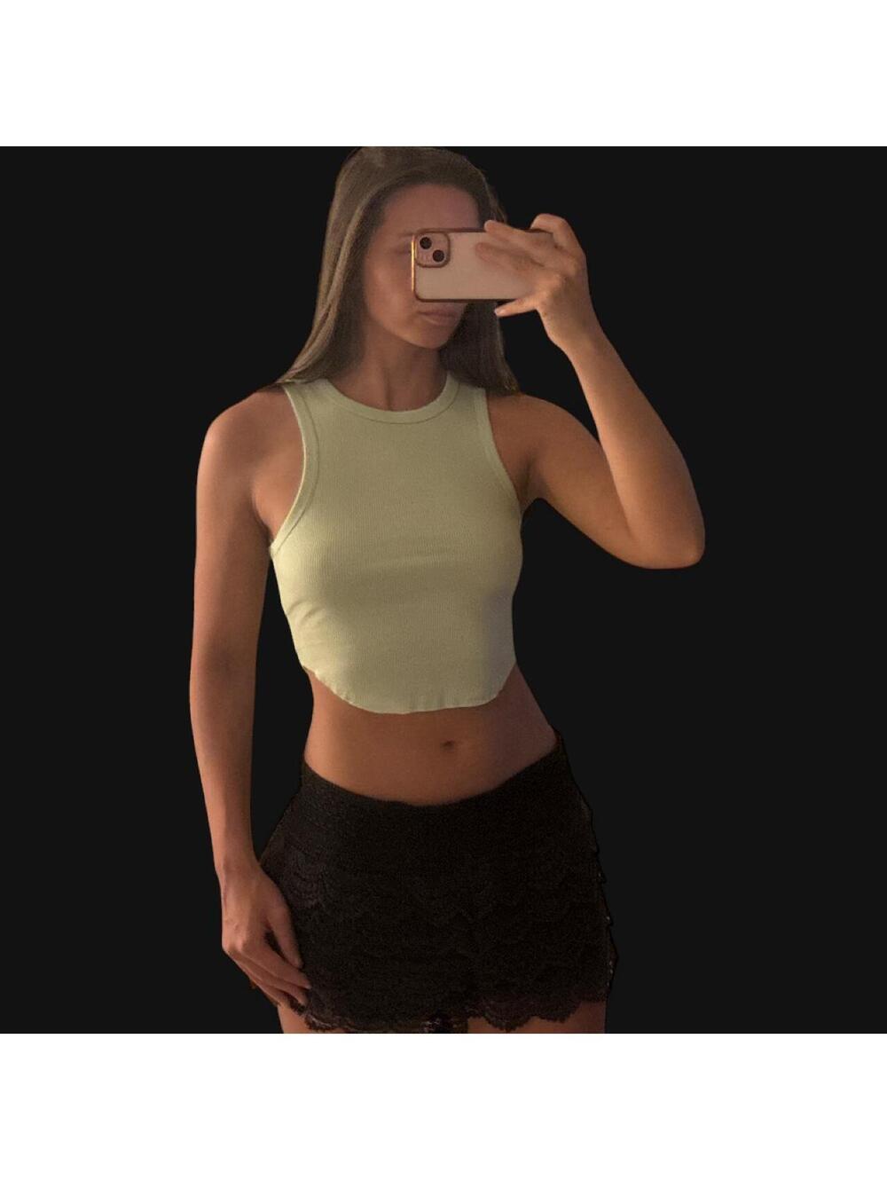 Wild Fable Light Green Ribbed Crop Tank Top Size S